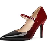 YODEKS Womens Mary Jane High Heel Pumps 8cm Stilettos Pointed Toe Court Shoes Office Party Wedding Dress Shoes