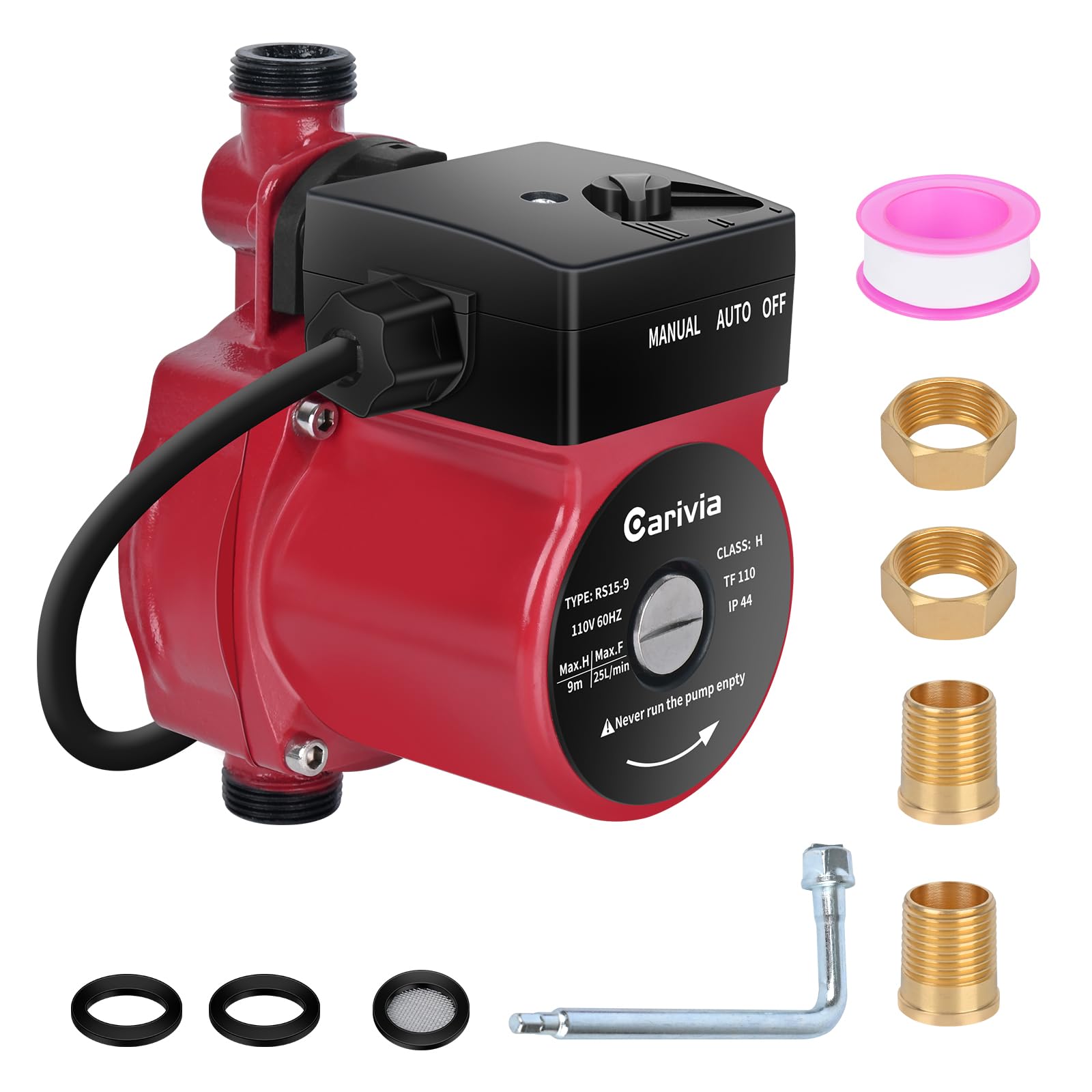 Photo 1 of ***MISSING BRASS ADAPTERS*** Carivia Hot Water Recirculating Pump, 120W 110V Water Circulator Pump, Automatic Circulation Pump NPT 3/4" w/NPT 1/2" Brass Adapter for Domestic Hot Water Recirculating System