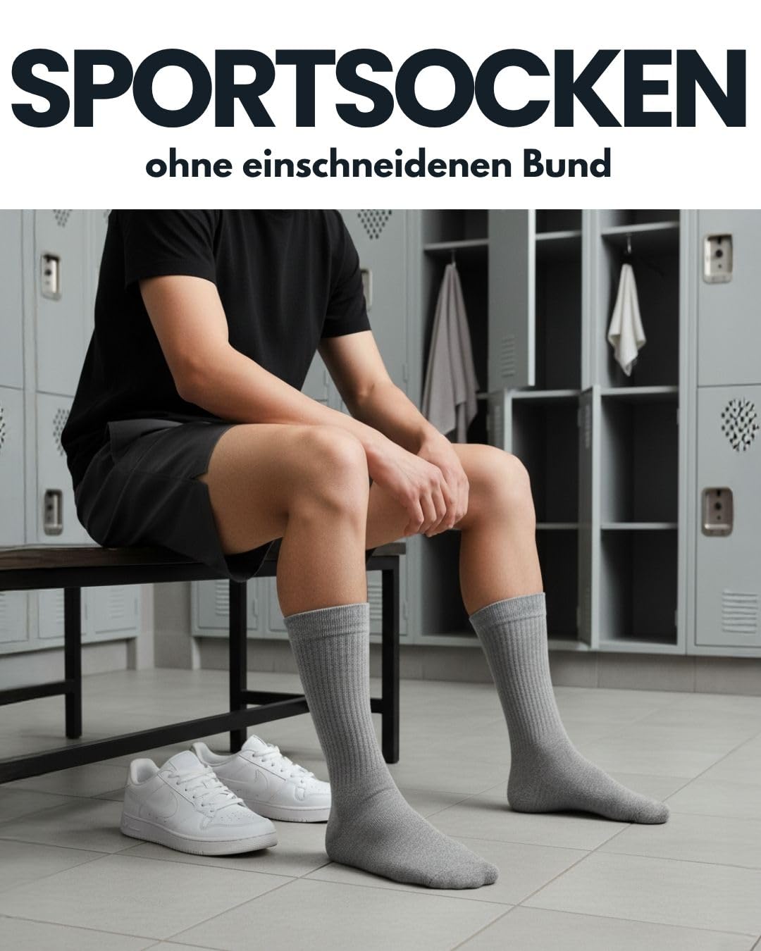sockenkauf24 10 Paar Sportsocken Herren Grau 43-46 Tennissocken Atmungsaktive Baumwolle Crew Socken 2