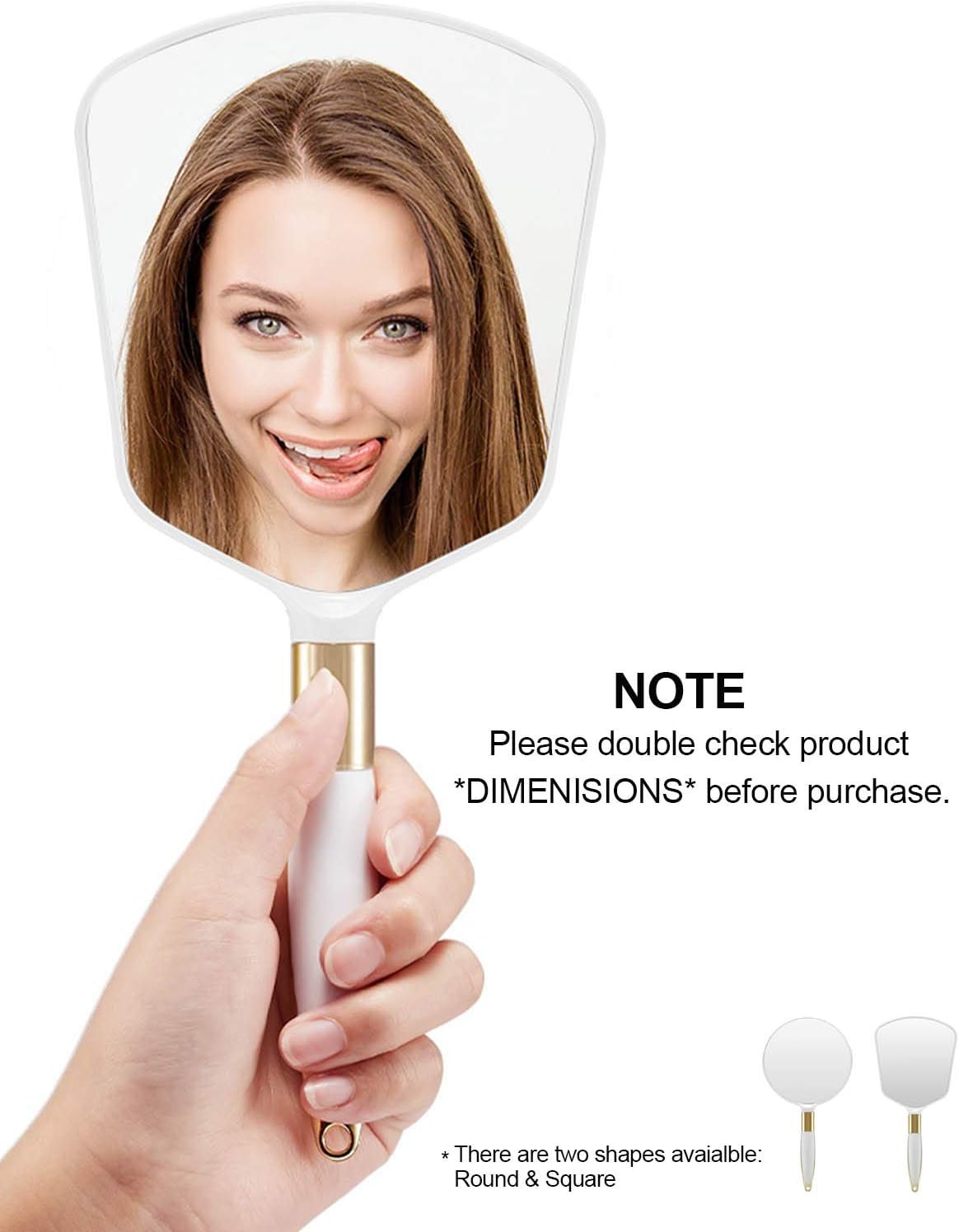 OMIRO Hand Mirror, Square White Handheld Mirror with Handle, 5.1" W x 9.5" L: Home & Kitchen