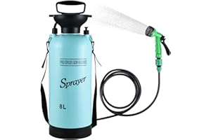 Finderomend Portable Shower for Camping with 7 Spray Modes, Hand Press Camping Shower with Removable Hose and Shower Head,Pressure Rinse Kits for Hiking Traveling Garden Beach Pet Shower