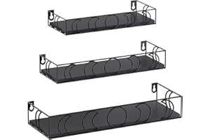 Serwrsw Moon Phase Wall Shelves Black, 3 Pack Small Floating Book Plant Shelves for Bedroom Kid Room, Decorative Storage Display Shelf for Crystal Figurine Collectibles