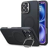 ESR for iPhone 16 Plus Case, Silicone Case with Stand, Military-Grade Protection, Built-in Camera Stash Stand, Magnetic Phone Case for iPhone 16 Plus, Cloud Series, Black
