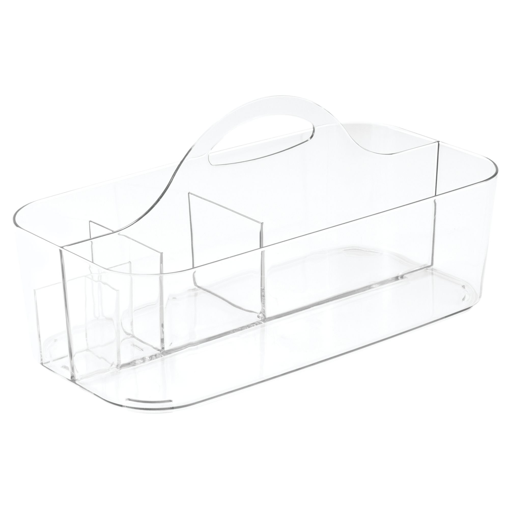mDesign Small Desk Organizing Tote for Office or Craft Room Use - Pack of 4, Clear