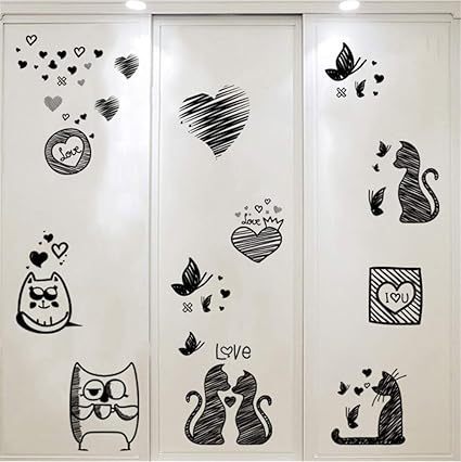 Shuyinju Bâton Noir Chiffre Amour Couple Chat Papillon