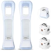 DTianSir 2 Pack Motion Plus Adapter with Silicon Case Sensor W for Wii Remote Controller,Motion Plus Adaptor Accelerator(Whit