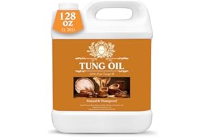 GARIFON 128 OZ Pure Tung Oil for Wood Outdoor/Indoor, Food Grade Sealer, 1 Gallon Tung Oil Finish, Waterproof Wood Oil for Furniture, Cutting Board, Teak, Floor — Food Safe, Indoor Use