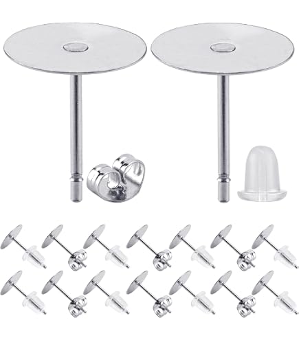 SUNNYCLUE – 40 Piezas De Postes Para Aretes Chapados En Oro De 24K Con Agujero, Acero Inoxidable – Perfectos Para Bricolaje Y Reparación De Joyería (20 Dorados + 20 Plateados)