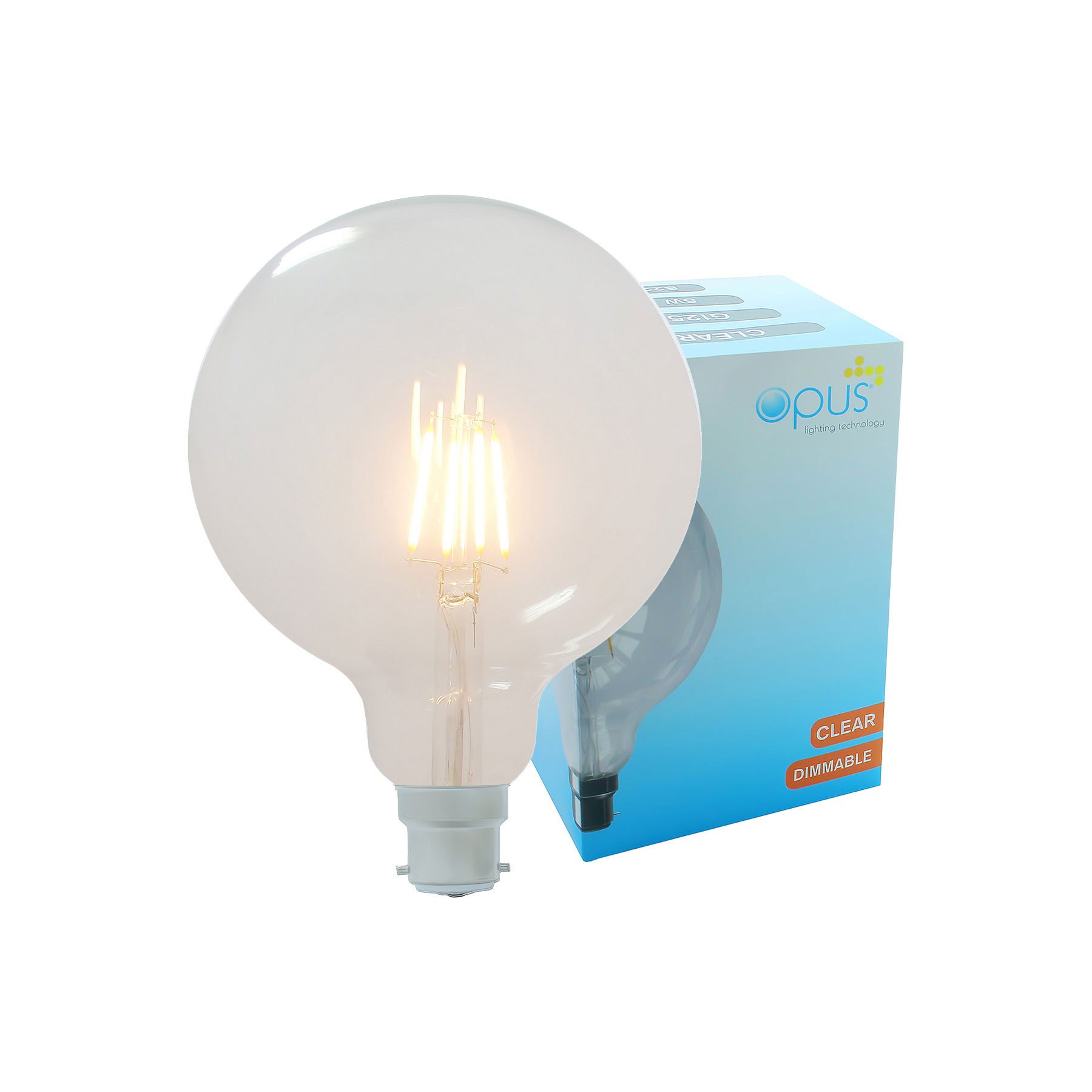 Vintage Filament Large Globe Opus Classic 5W LED Dimmable Clear G125 Light Bulb Bc B22 Bayonet Cap