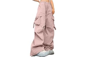 Cargo Pants Women Fashion Y2k Teen Girls Wide Leg Pants Elastic High Waisted Baggy Streetwear Jogger Parachute Pants
