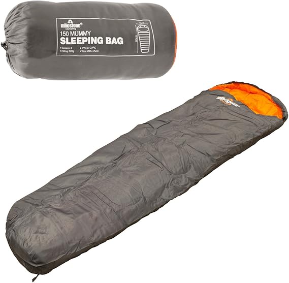 Milestone Camping Men's 27000 Mummy Sleeping Bag, Black, Single Amazon.co.uk Sports & Outdoors