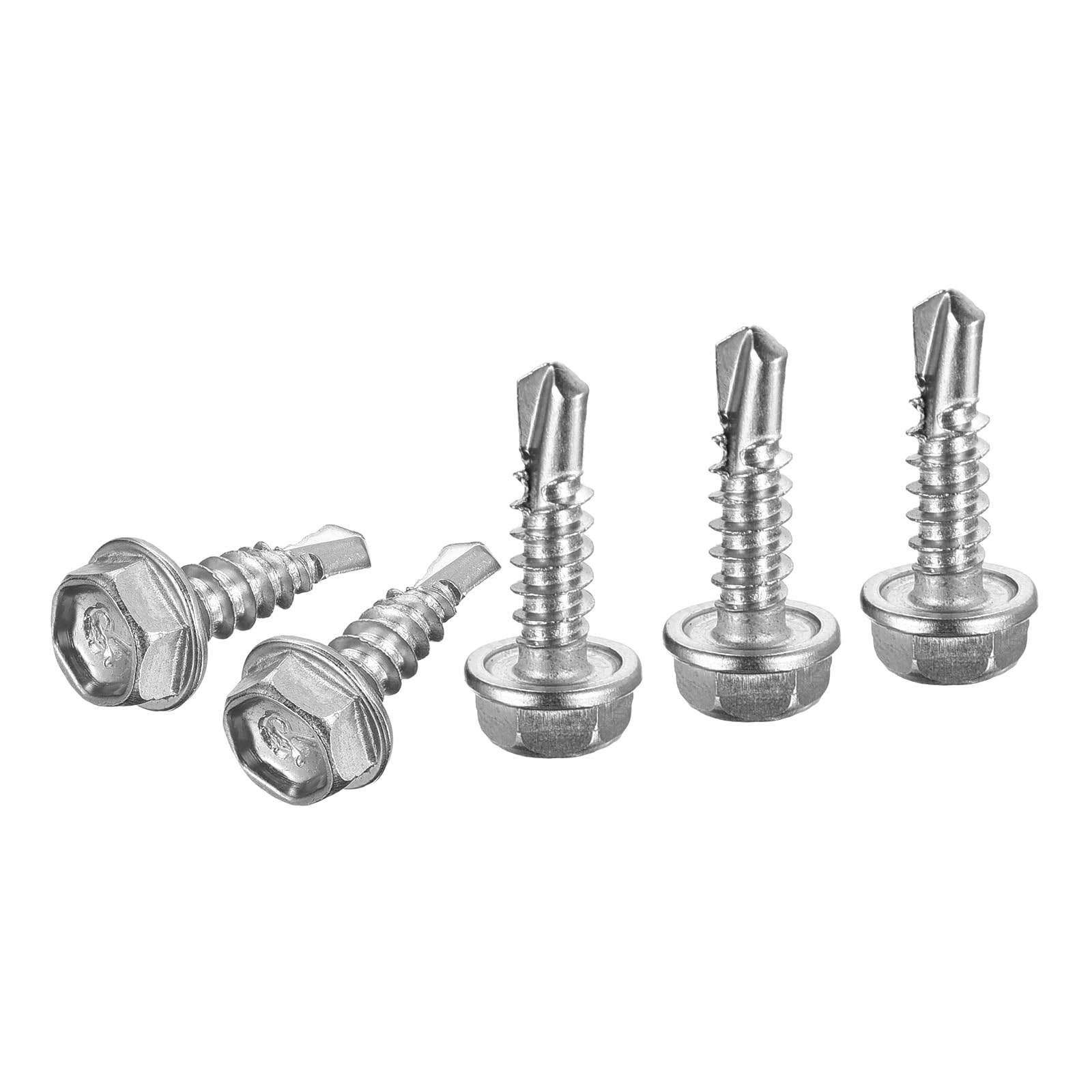 DTGN #10x3/4" Hex Washer Head Self Drilling Screws - 50Pack - Good for Machine - 410 Stainless Steel - Self Tapping Sheet Metal Screws