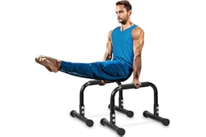 TABEKE Push Up Bar, 12" High Parallettes Bars & Dip Bar With Full-Cover Foam Handles, No Wobbling Calisthenics Equipment For Handstand, L-Sit, Gymnastics, Strength Training Home Gym