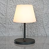 LOTITOL Outdoor Table Lamp/Cordless USB Rechargeable 4000mAh / 2700K LED/Touch Dimmable/Portable Battery Operated / IP44 Waterproof/PE Shade/Bedroom Dinning Camping Patio (9.6in, Dark Grey)