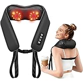 TISSCARE Neck Massager for Pain Relief Deep Tissue with 2 Heat Levels, Hands-Free Shiatsu Kneading Back Massager for Shoulder & Whole Body, Plug-in for Home Office Car, Ideal Gift for Women Men