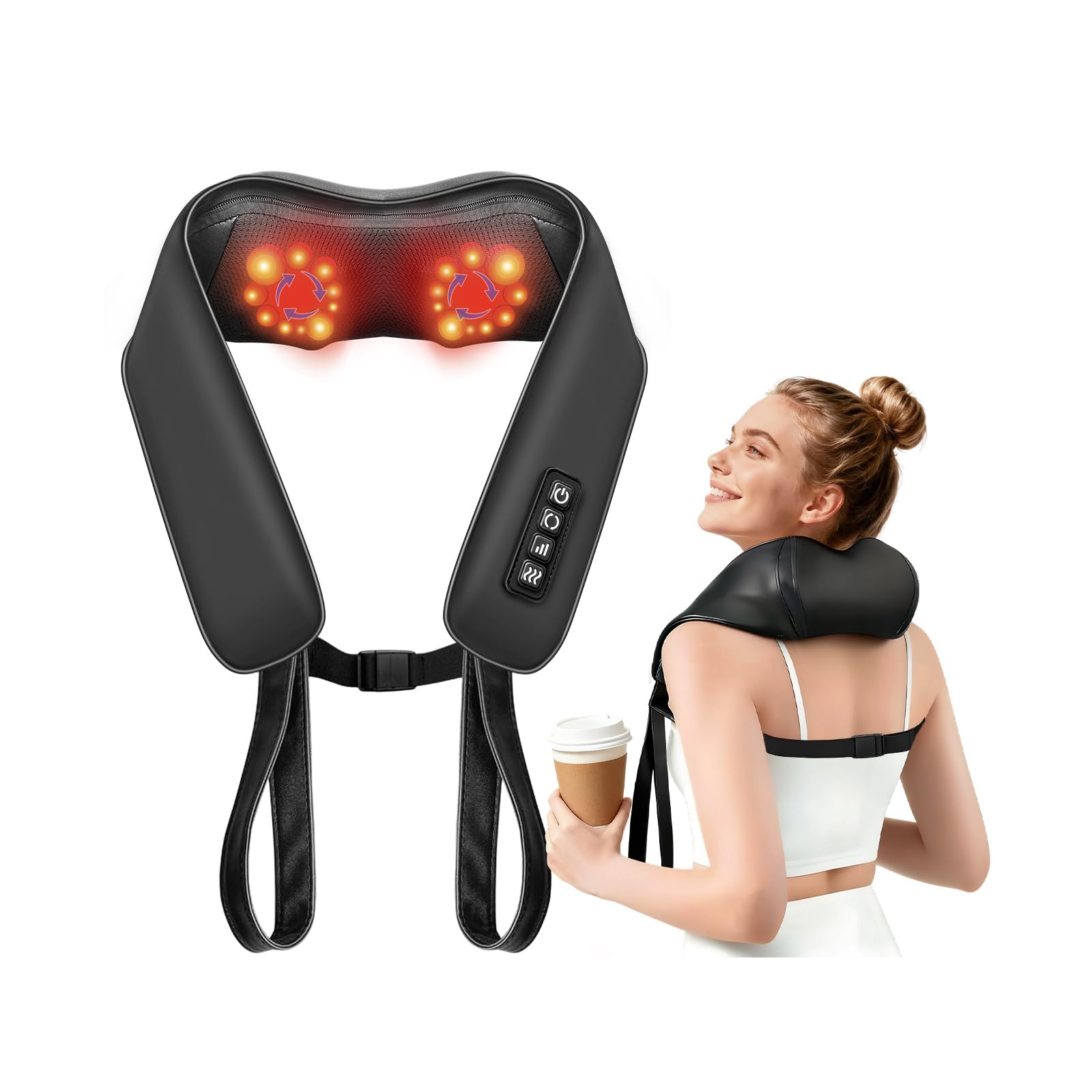 Photo 1 of **FACTORY SEALED** TISSCARE Neck Massager for Pain Relief Deep Tissue with 2 Heat Levels, Hands-Free Shiatsu Kneading Back Massager for Shoulder & Whole Body, Plug-in for Home Office Car, Ideal Gift for Women Men