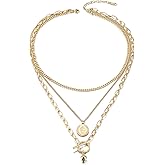 Jinbaoying Gold Coin Necklace for Women Vintage Carved Coin Pendant Necklace 14K Gold Plated Chain Choker Queen Elizabeth Round Pendant Gold Layered Necklace for Women