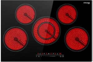 30 Inch Electric Cooktop, GASLAND Chef CH775BF 240V Ceramic Stovetop, Drop-in 5 Cooking Zones Electric Radiant Cooktop with 9
