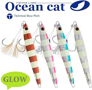 OCEAN CAT Lead Slow Fall Jig Fishing Lure 80g - Butterfly Hook For Saltwater