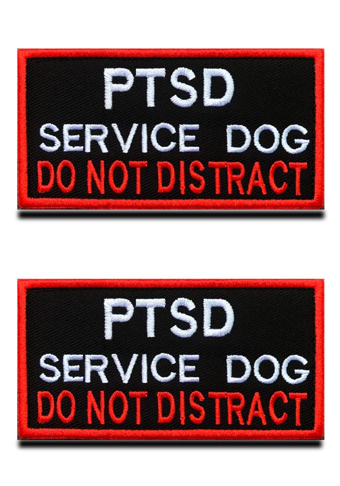 Zcketo 2 PCS PTSD Dog Vests/Harnesses Emotional Support Patch Hook & Loop Embroidered Badge Emblem for Working/Guide Dog Service Animals