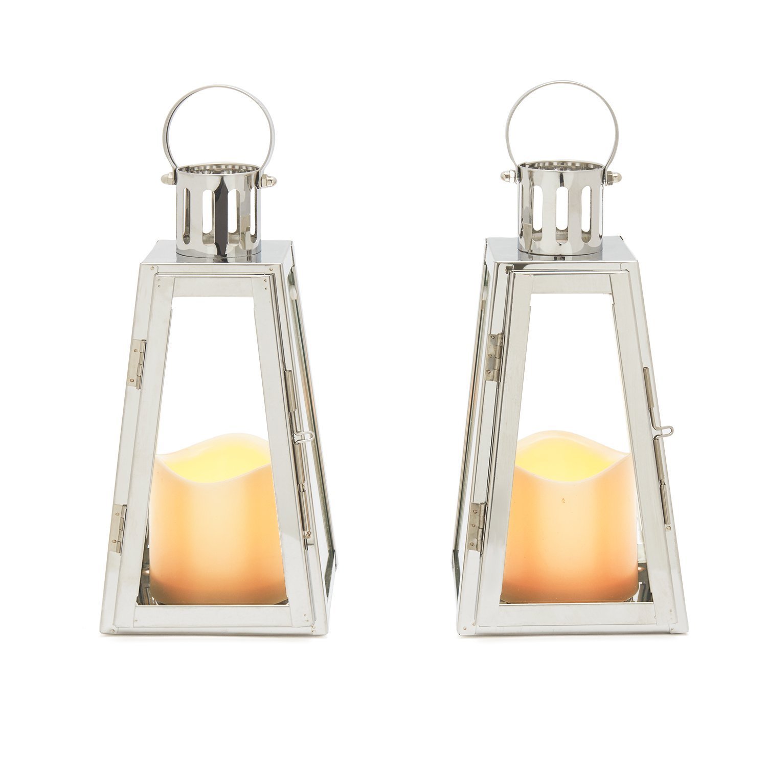 Decorative Candle Lanterns, Outdoor Indoor Use, Chrome Lantern with Flameless .. eBay