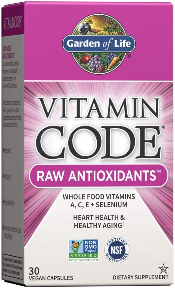 Garden of Life Antioxidant - Vitamin Code Raw Whole Food Vitamin Supplement with Probiotic and Enzyme Blend, Vegan, 30 Capsules *Packaging May Vary*: Health & Personal Care