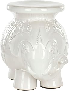 Safavieh Elephant Ceramic Decorative Garden Stool, White