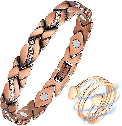 Vicmag Copper Magnetic Bracelet for Women Crystal Design 3500 Gauss Gift Box