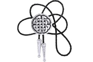 Doitby Western Bolo Tie Vintage Cross Shield Pattern Leather Braided Cowboy Necktie Bolo Tie for Men Women