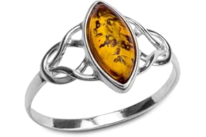 Ian and Valeri Co. Amber Sterling Silver Celtic Trinity Knot Ring