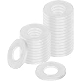 Jamiikury 1/4" ID x 1/2" OD White Flat Washer, 1mm Thickness Replacement Vinyl Washer Gasket, Pack of 100