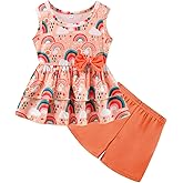 zarmfly Girls 2 Piece Outfit Summer Short Set Sleeveless Bow Knot Tank Top and Shorts Cute Clothes for Toddler Girls