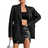 Muzly Womens Faux Leather Blazer Jacket Moto Biker Coat Long Sleeves Button Fashion Coats