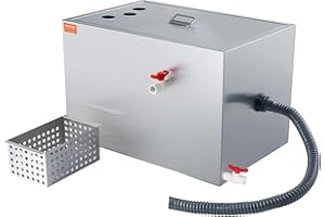 VEVOR Commercial Grease Trap, 40 LBS Grease Interceptor, Top Inlet Interceptor, Under Sink Stainless Steel Grease Trap, 10 GPM Waste Water Oil-water Separator, for Restaurant Canteen Home Kitchen
