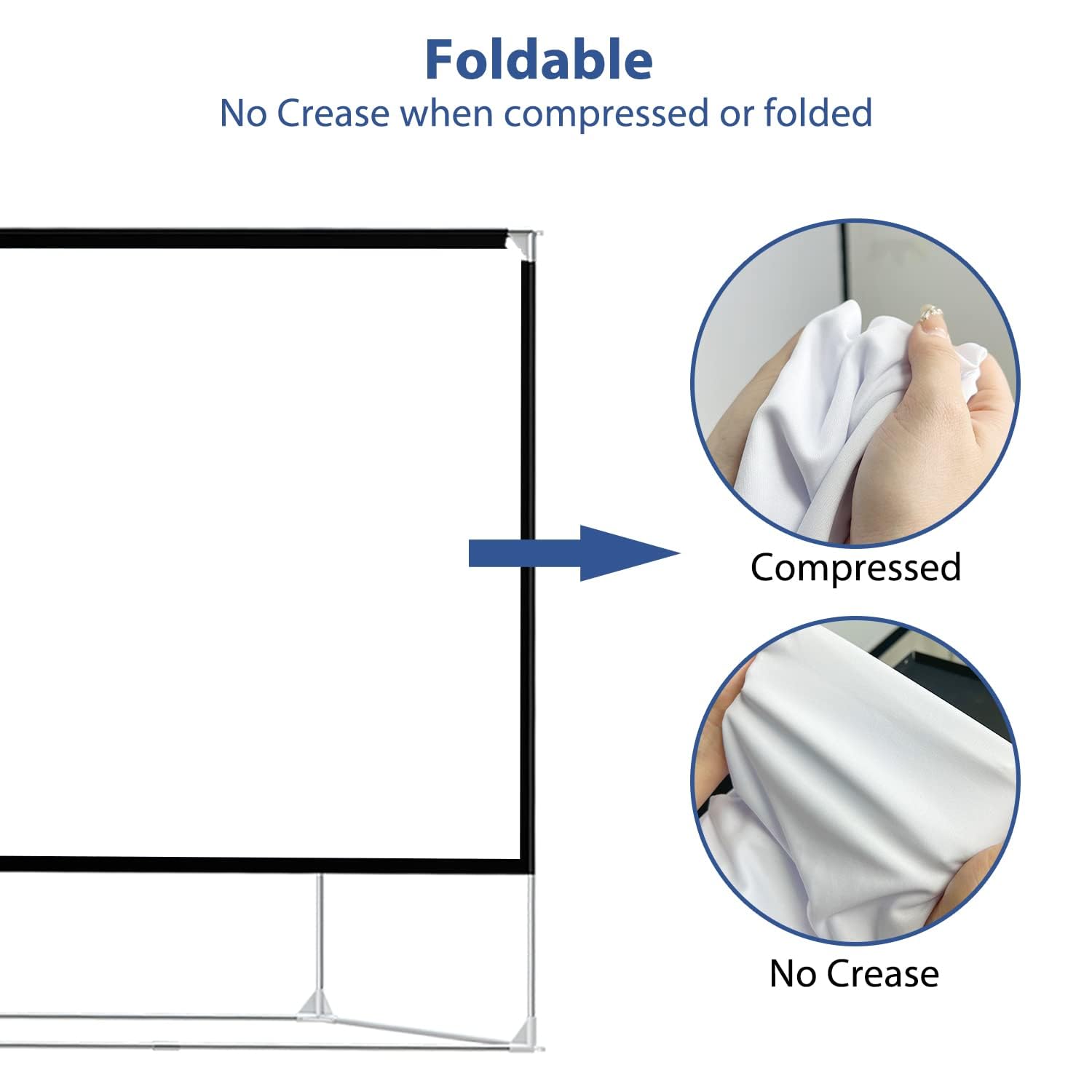 Projector Screen and Stand 150 inch Large Outdoor Projection Screen 16:9 HD 4K Portable Projection Movie Screen with Carry Bag Foldable Anti Crease Windproof Design for Home Theater Backyard Cinema