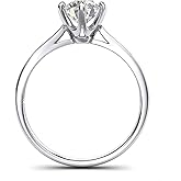 Pure 14k white gold 2.0 CT Classic 6-Prong Solitaire Simulated Diamond Engagement Ring Promise Bridal Wedding Ring