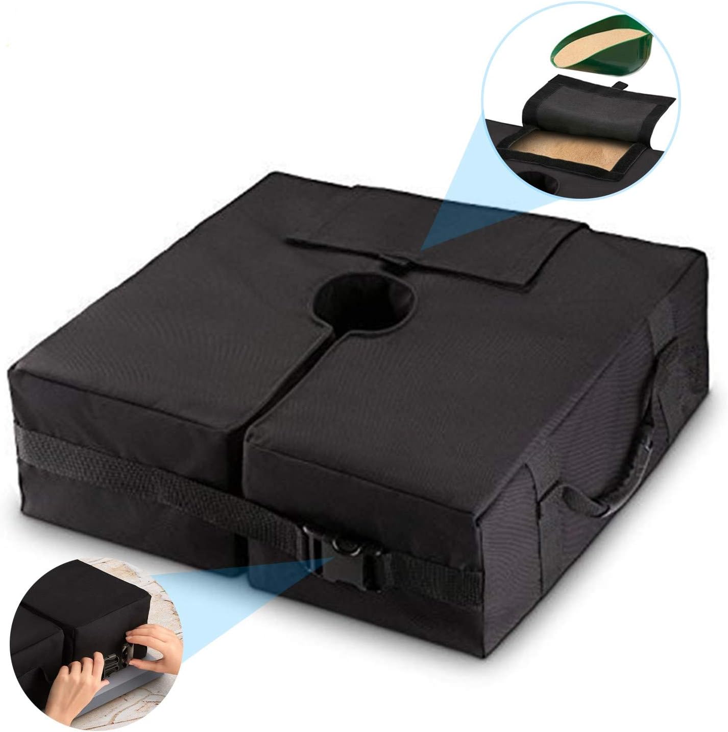 Detachable Patio Umbrella Base Weight Bag, 18" Square with Large Opening and 2 Handle for Offset, Cantilever or Standard Outdoor Patio Umbrella or Flagpole, Heavy Duty, Weather Resistant (Square)