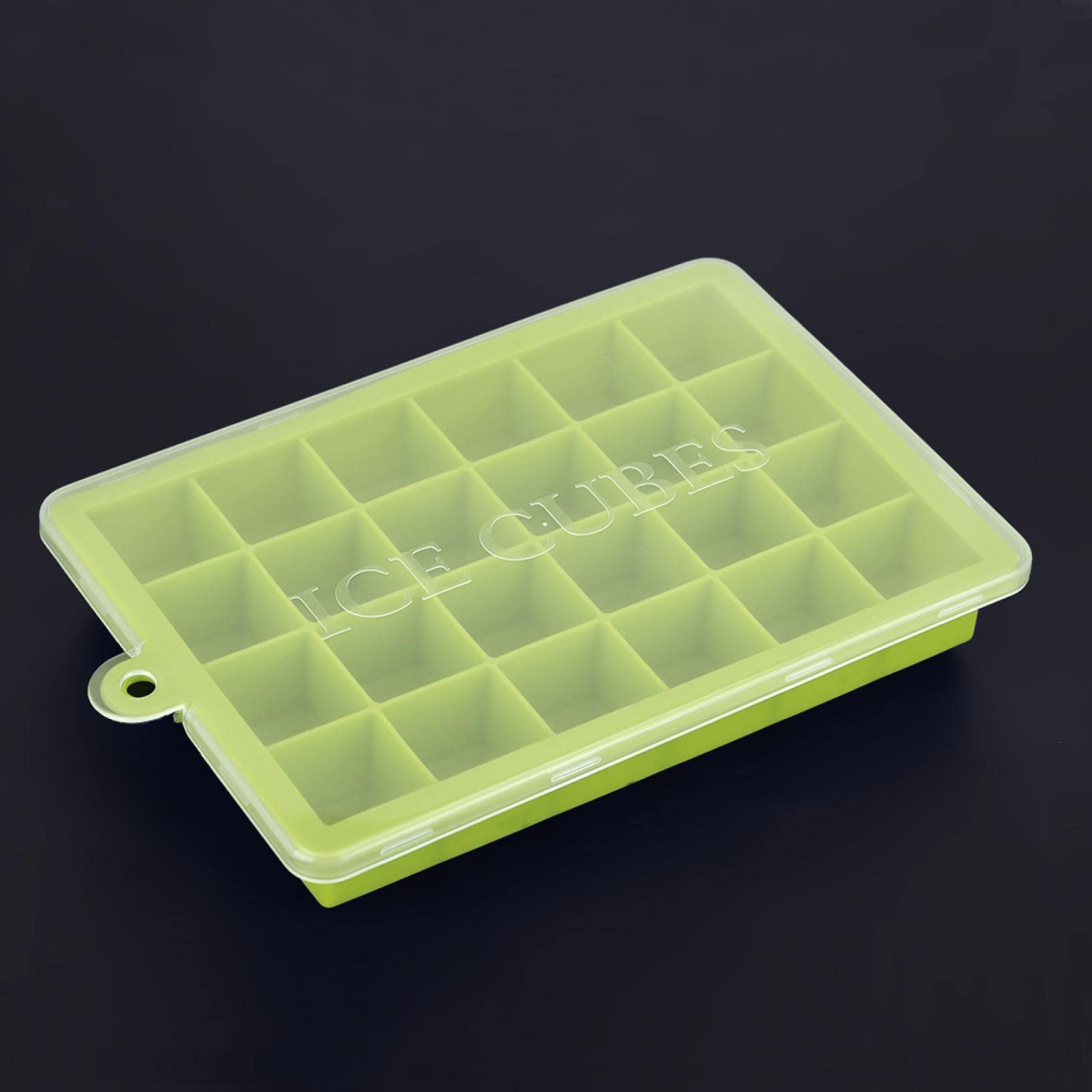 Uxsiya 24 Cavity Ice Cube Trays Silicone Mould Tray for Pudding for Family for Whiskey(Green,120 * 3mm)