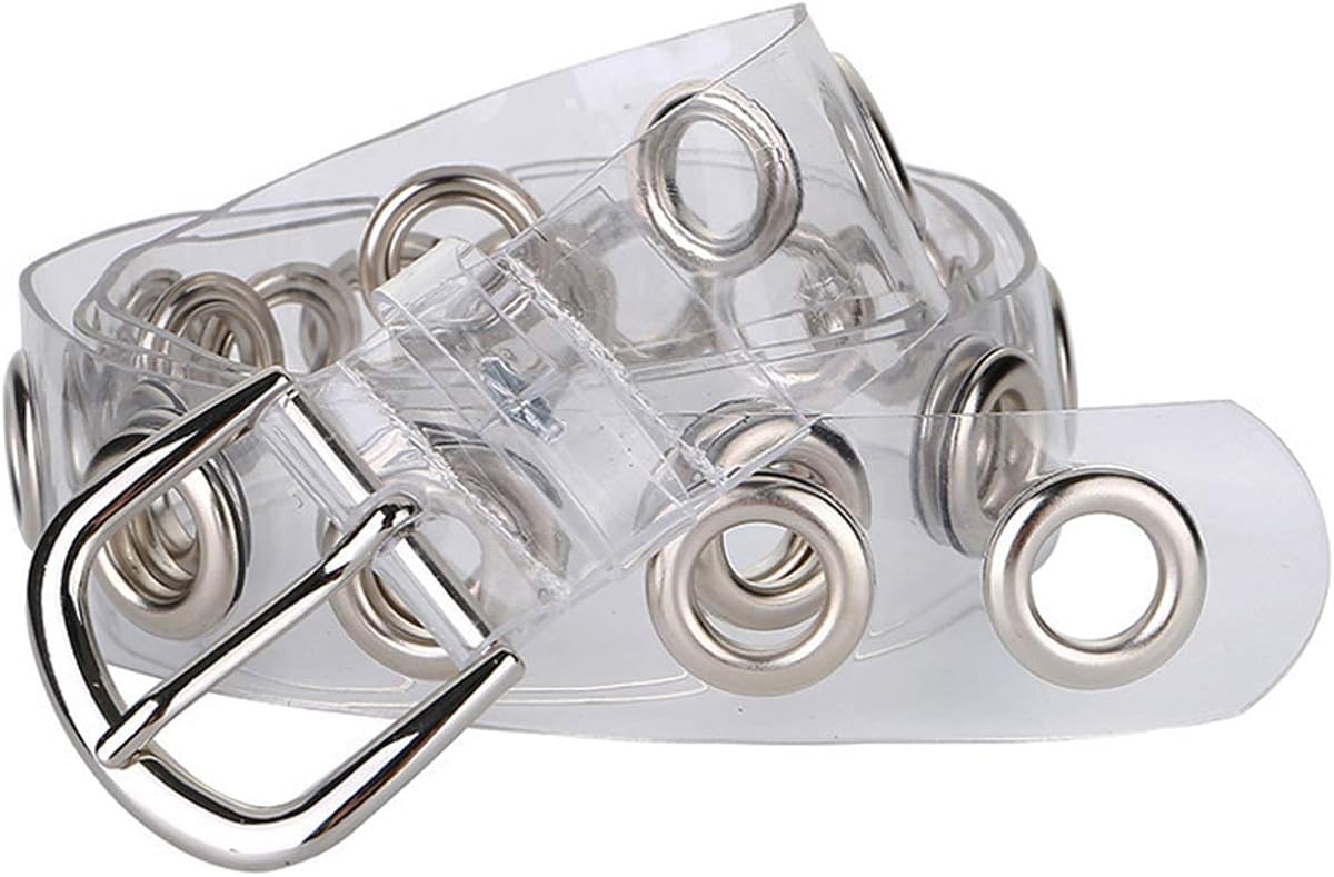 PlasticGrommetBelt ClearWaistBelt with PinBuckle for Women