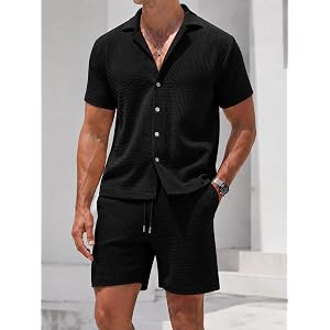 Men's 2 Piece Short Sleeve Shirts and Shorts Sets Summer Outfits Casual Vacation Tracksuits