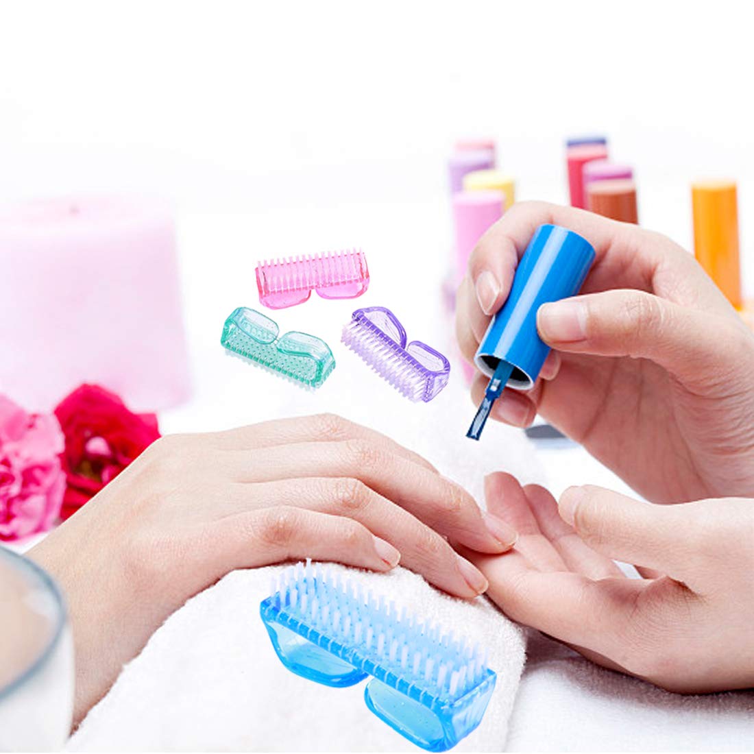 Nail Brush Fingernail Brush Cleaner Hand Scrub Cleaning Brush for Toes Shower (Four Colors) : Beauty