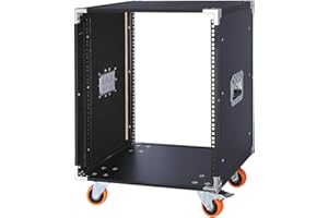 WikrOck Movable AV Gear Rack 12U 19in Mobile Floor Standing Network Device Storage Cabinet Stand - Audio Stereo Studio DJ Equipment Rack Server IT Data Devices Storage Cabinet with Castors