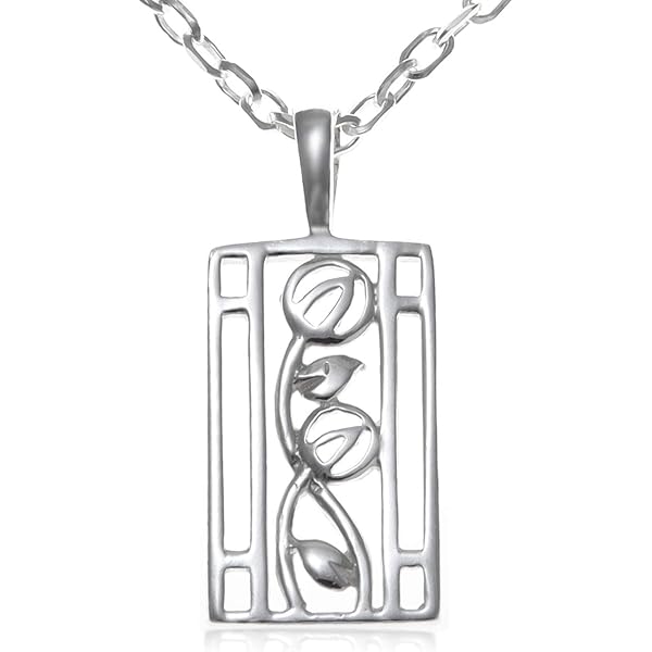 Alexander Castle Charles Rennie Mackintosh Collier En Argent Sterling 925 Et Améthyste Pour Femme Avec Chaîne En Argent De 45,7 Cm Et Coffret Cadeau U2013 23 Mm X 11 Mm, Argent Sterling