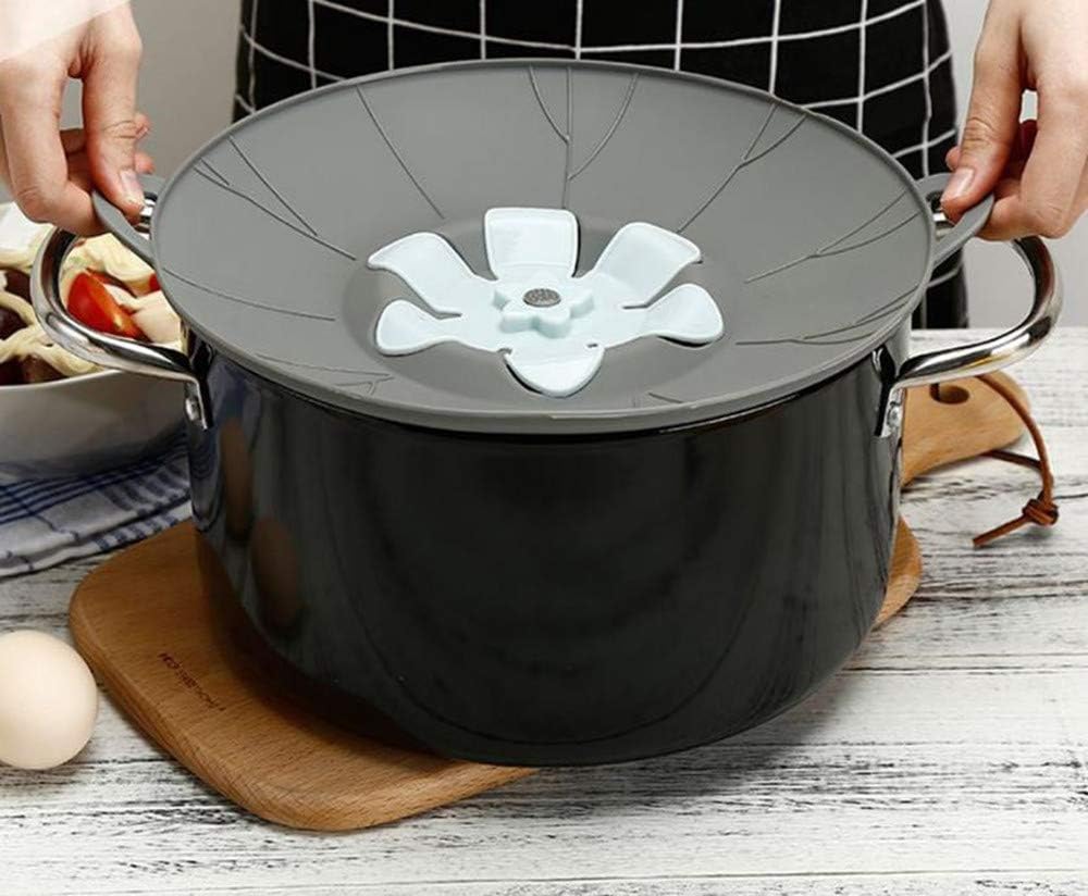 Julymall New Kitchen Gadgets Flower Silicone Lid Spill Stopper Pot Bowl Cover Anti-Overflow Cooking Pot Lids Utensil for Cookware (Grey),Grey
