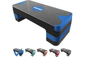 EVERYMILE Aerobic Exercise Step, Adjustable Aerobic Stepper for Exercise, Workout Step Platform, Step Up Box, 26.5" Step Deck with 4” 6” 8” Adjustable Height Risers, Women Home Gym Fitness