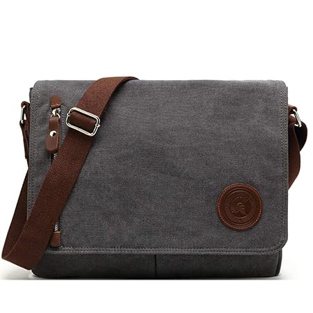 XiuFen Outdoor Men Canvas Leather Crossbody Bag Military Army Vintage Messenger Bags Shoulder Bag