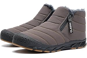 LIOERDIWE Men's Snow Boots Waterproof Winter Boots Fur Lined Warm Comfortable Slip on Outdoor Men Snow Shoes Zipper Ankle Boot