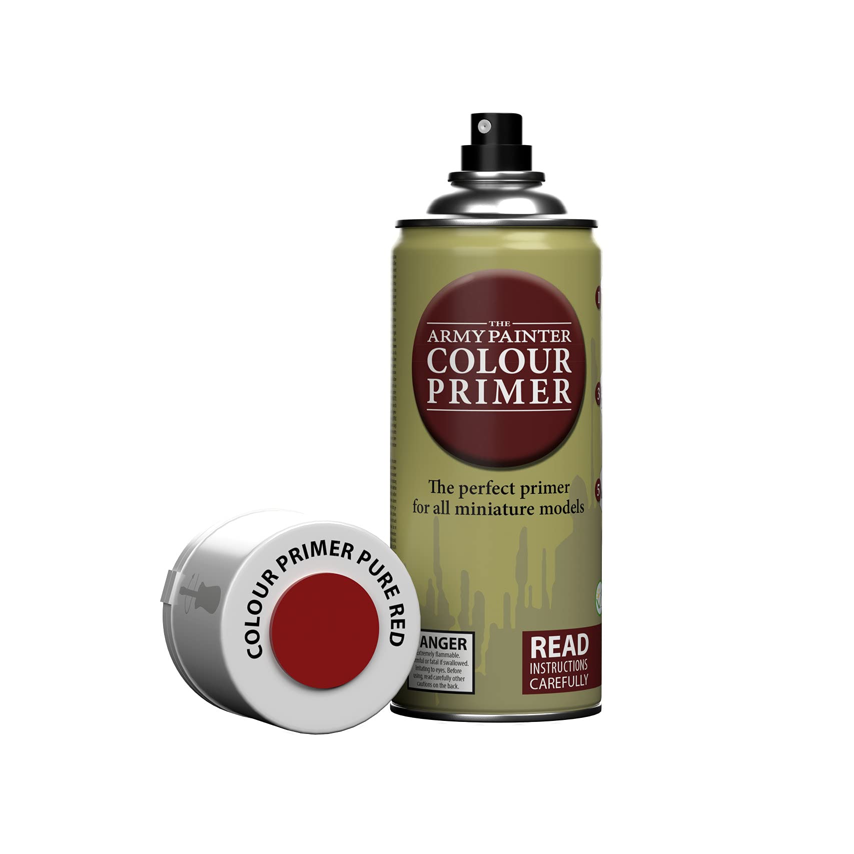 The Army Painter | Colour Primer | 400 ml Pure Red Acrylic Spray, Miniature Painting Primer