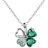 LEXLUNE 4 Leaf Clover Necklace For Women, Sterling S925 Silver Four Leaf Shamrock Necklace Jewelry