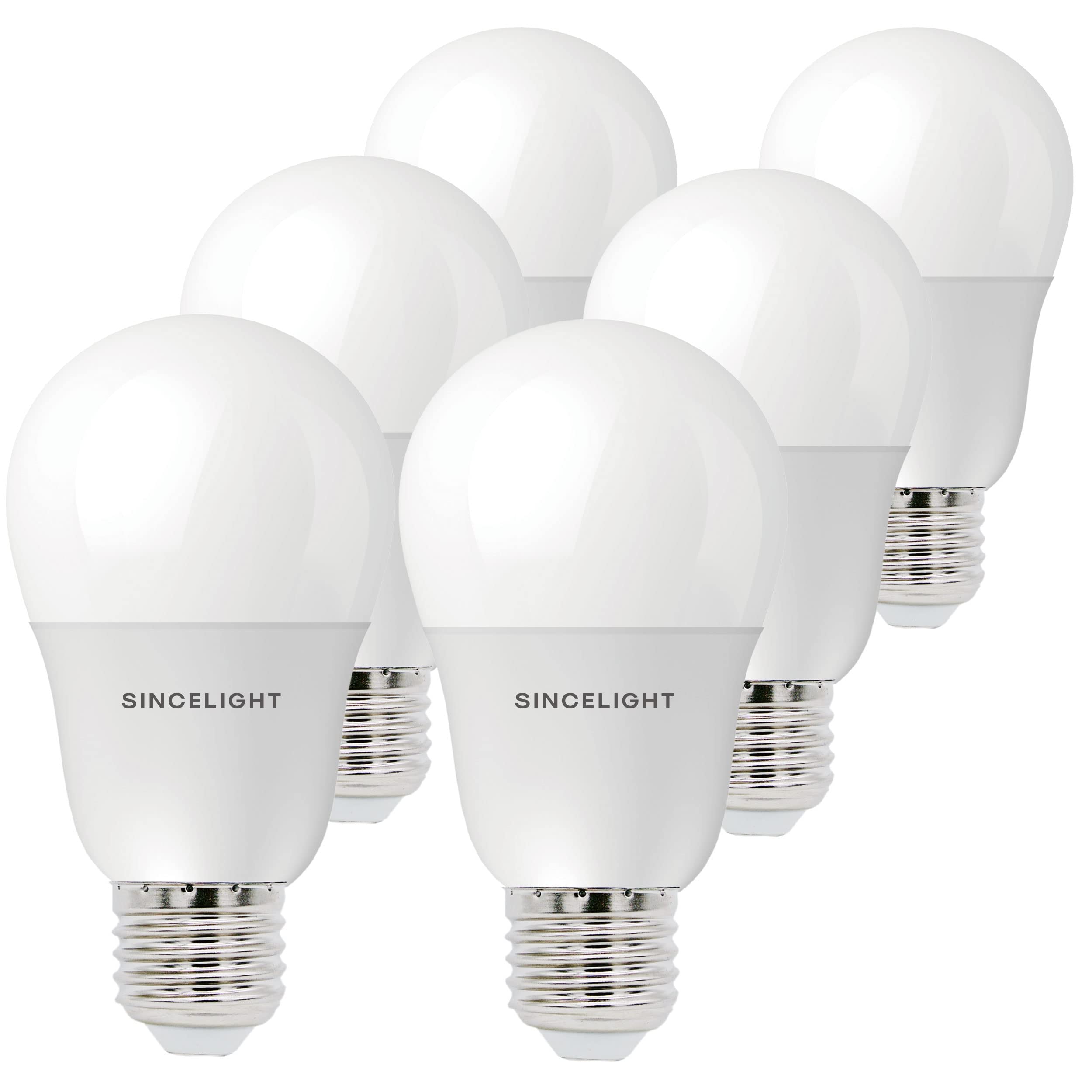 SINCELIGHT E27 LED Light Bulbs 9W, 850 Lumens, 85W Equivalent, Warm White 2700K, Edison Screw ES, GLS Energy Saving, Pack of 6